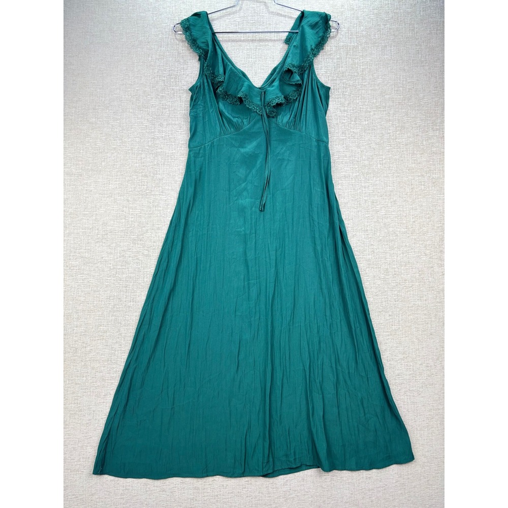 Universal Thread Green Ruffle Lace V-Neck Sleeveless Midi Dress Womens Medium